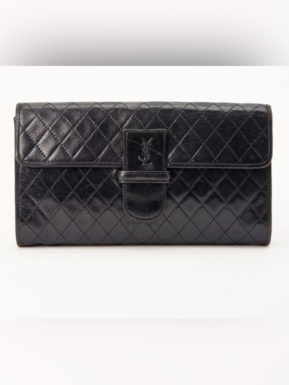 Vintage Yves Saint Laurent Black Quilted Leather Clutch